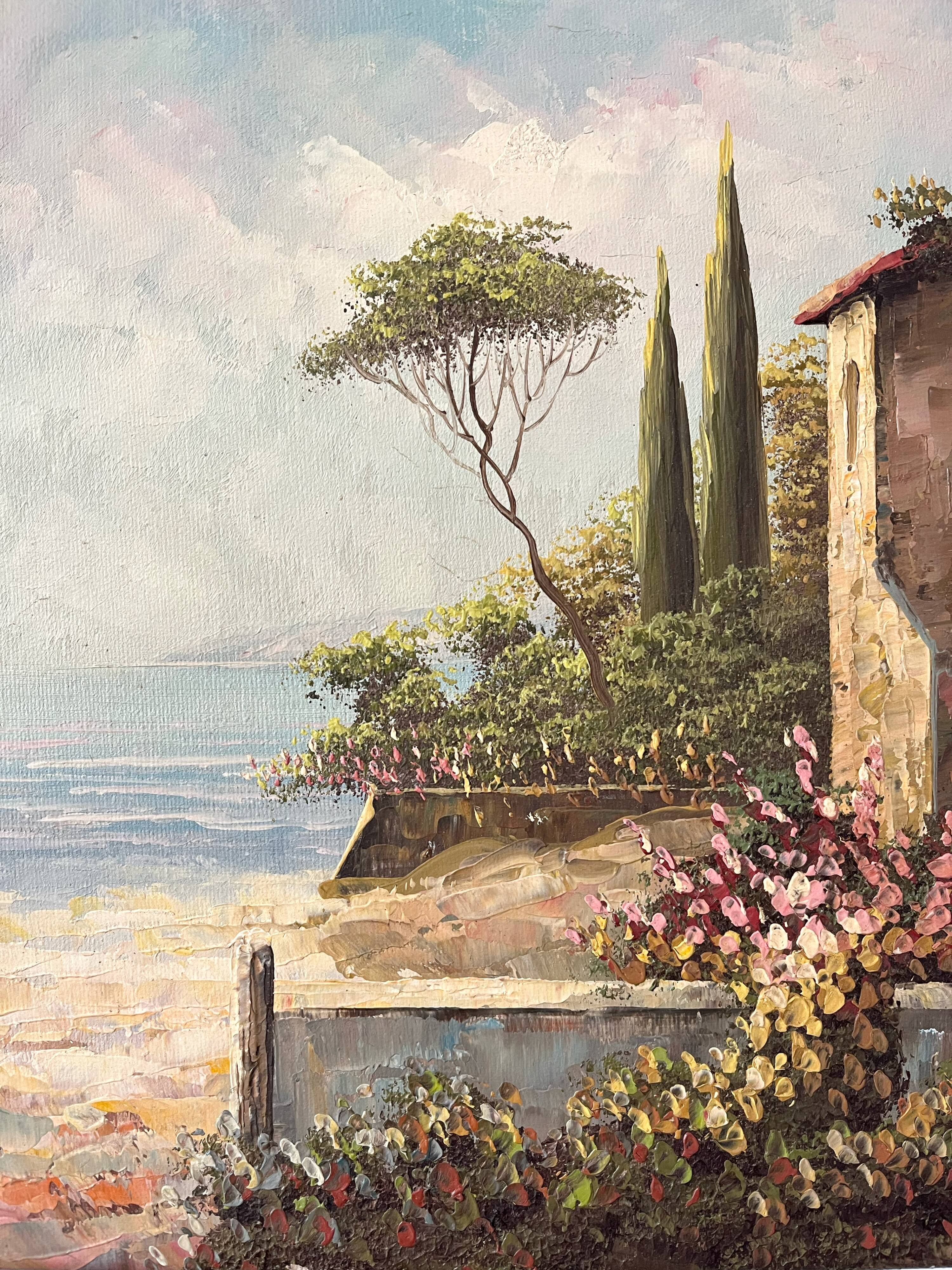 Oil painting on canvas landscape signed Rossini