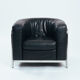 Zanotta onda black leather lounge chair, Italy 1980s
