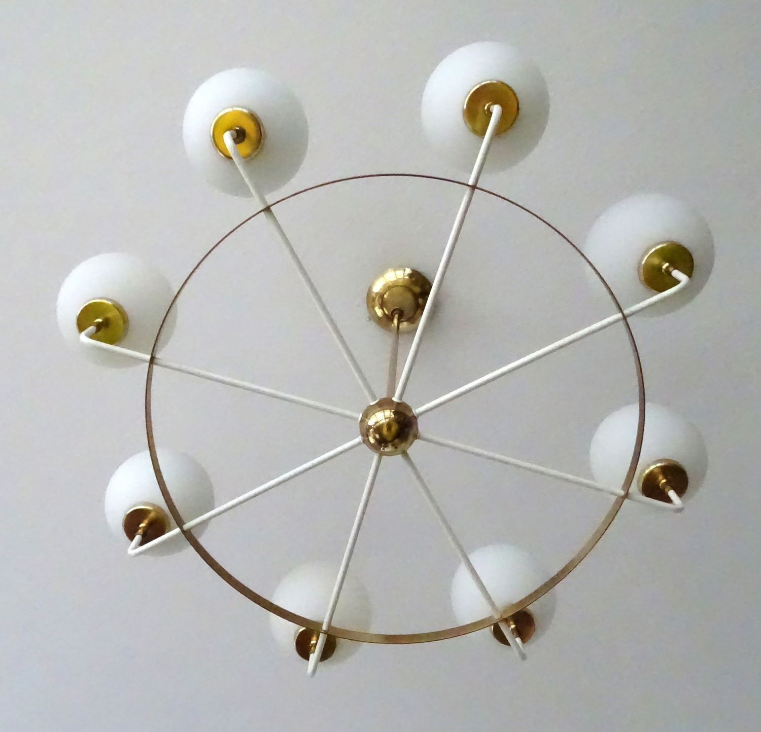 Suspension XXL Vintage Italy, 50s, Brass and Glass