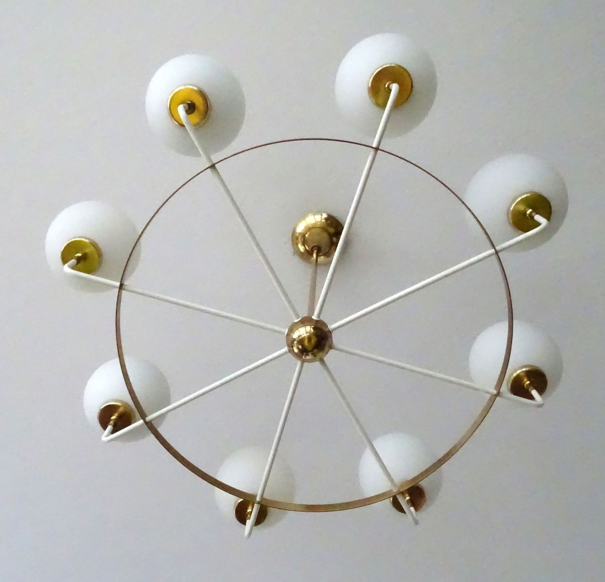Suspension XXL Vintage Italy, 50s, Brass and Glass