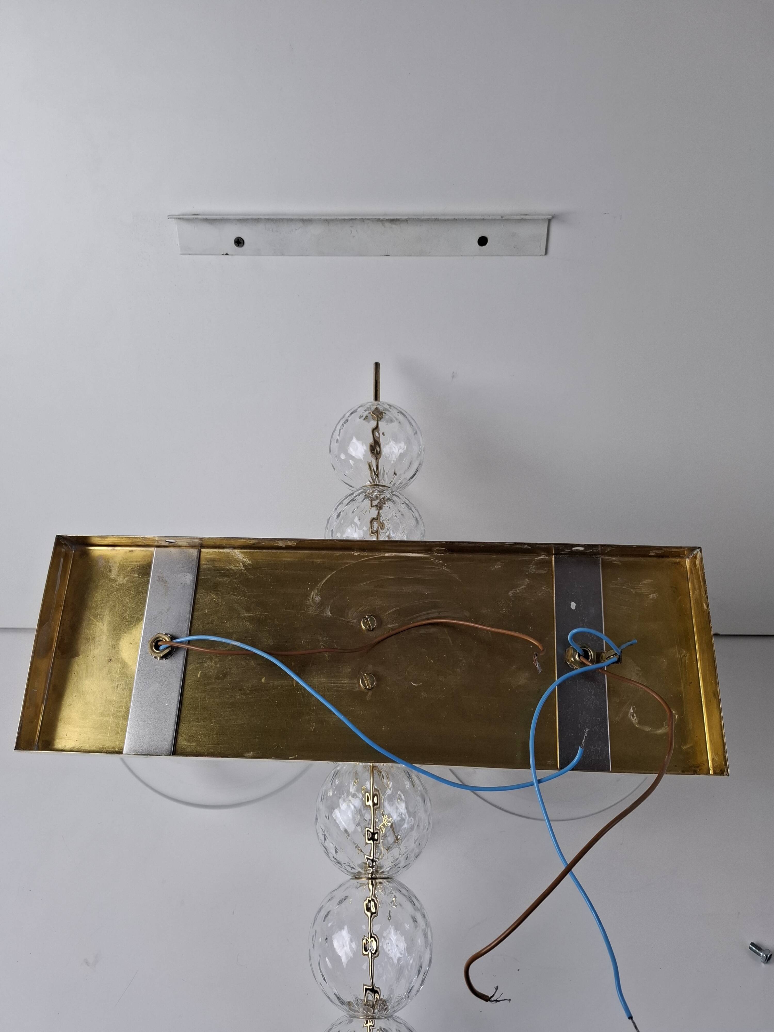 Applique murale tchèque en laiton et verre du milieu du siècle, par Kamenický Šenov, années 1970