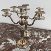 Candlesticks, silver-plated metal, Maison Christofle, pair of candelabras, 3 lights