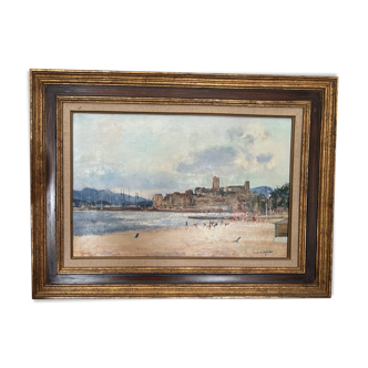 Old oil on canvas painting School of Rouen Cannes Marcel Cramoysan XX