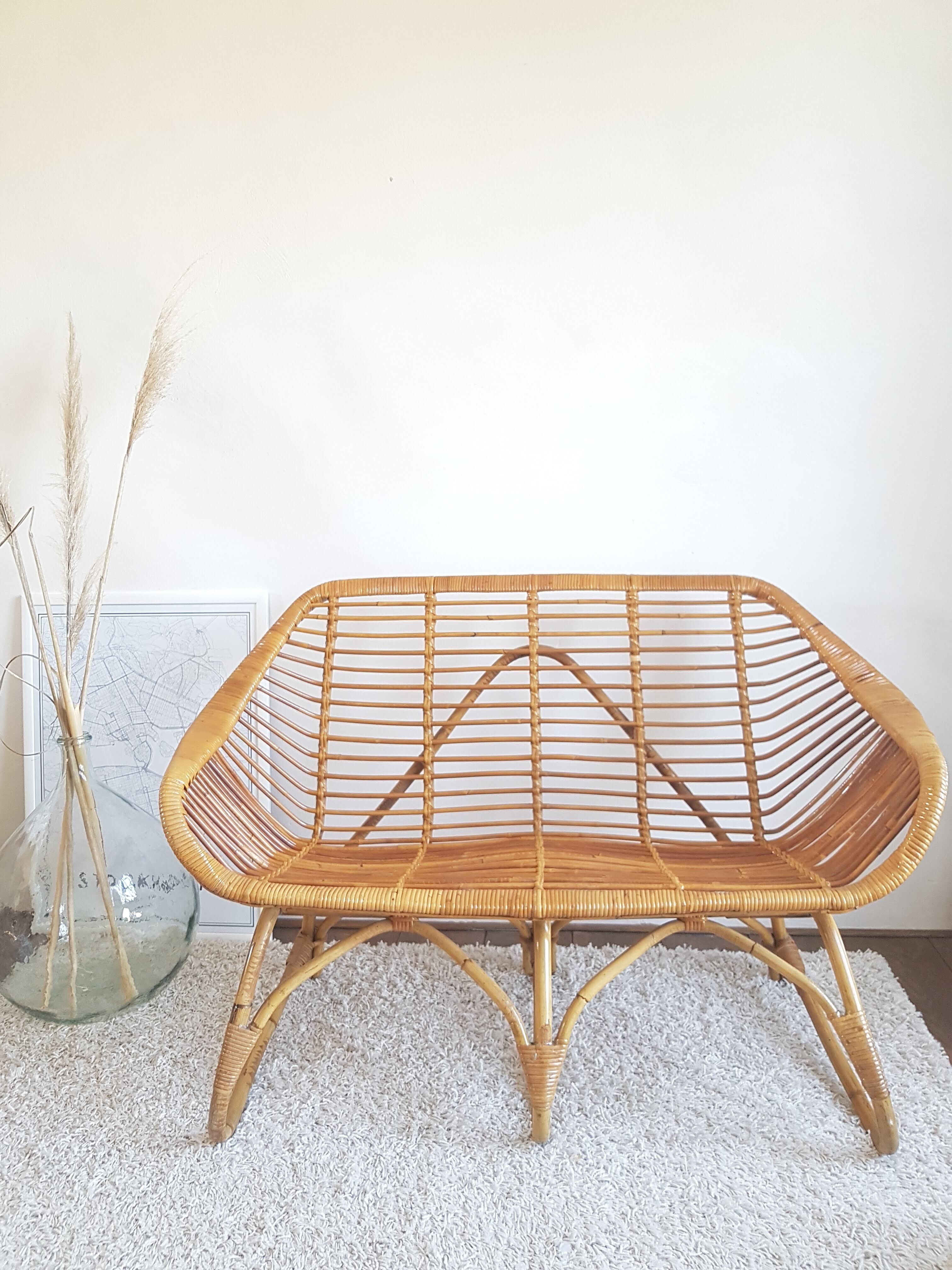 2 seater rattan bench
