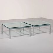 Cassina LC-10 coffee table by Le Corbusier – rare light blue glass edition