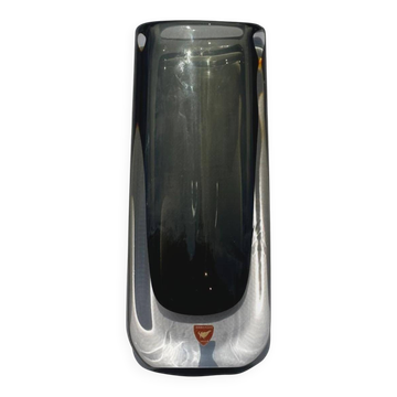 Nils Landberg for Orrefors smoky grey crystal vase, 1960s