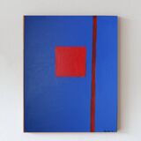 Art abstrait sur toile tendue 100x81cm That blue