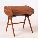 Midcentury Desk with Roll-Top, Walnut Veneer, 1950s, Fully Restored