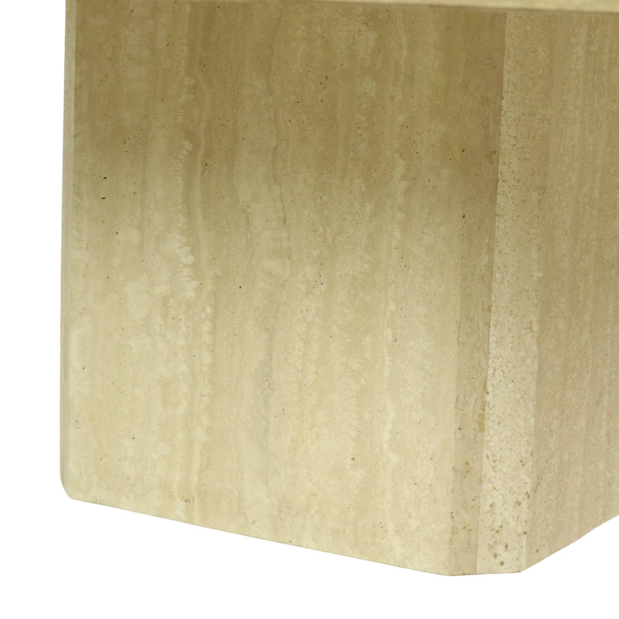 Vintage Octagonal Travertine Coffee Table 70s Design Italian