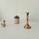 Antique brass and alabaster candlestick