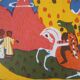 Vassily kandinsky : cavalier onirique - gravure sur bois