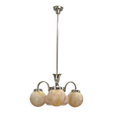 Art Deco Pink Glass Chandelier, Czechoslovakia, 1940s