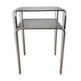Side table in chrome and smoked glass 70s