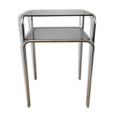 Side table in chrome and smoked glass 70s