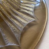 Old Verrex smoked glass fruit bowl, with a radius decoration cut into the glass