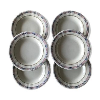 Set of 6 vintage deep plates in earthenware.