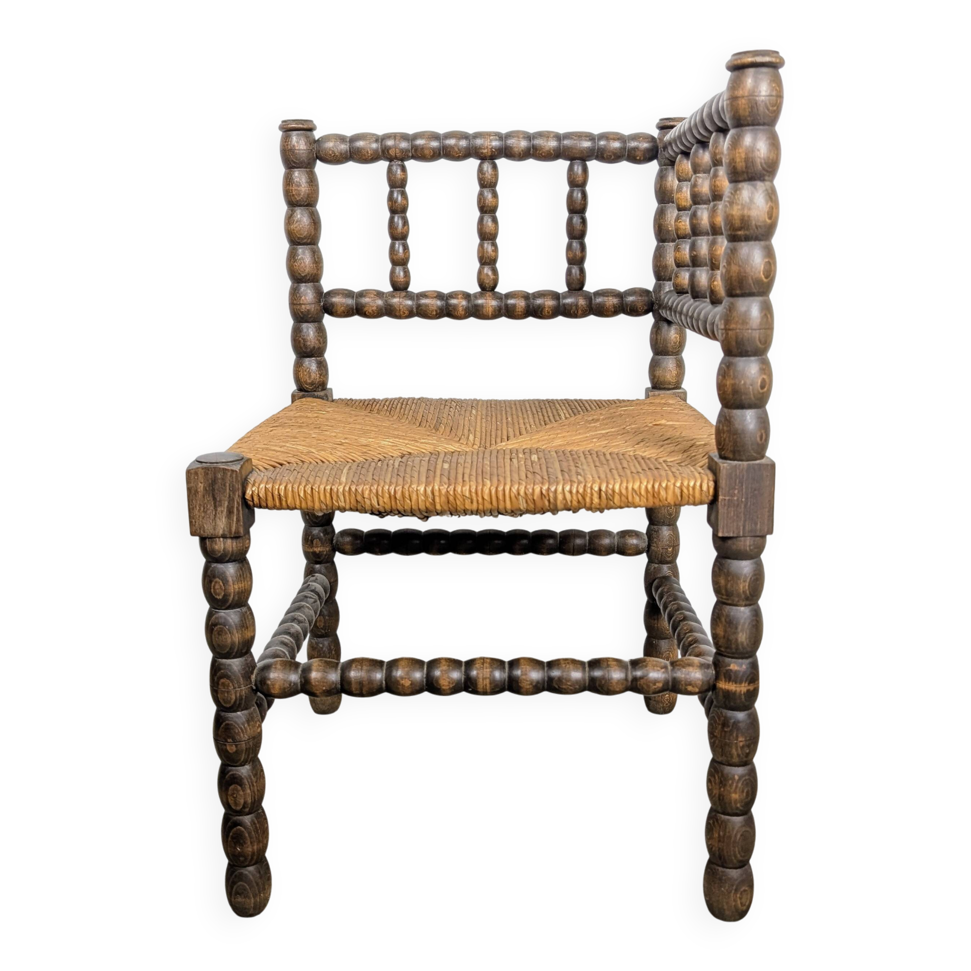 Turned wooden corner chair