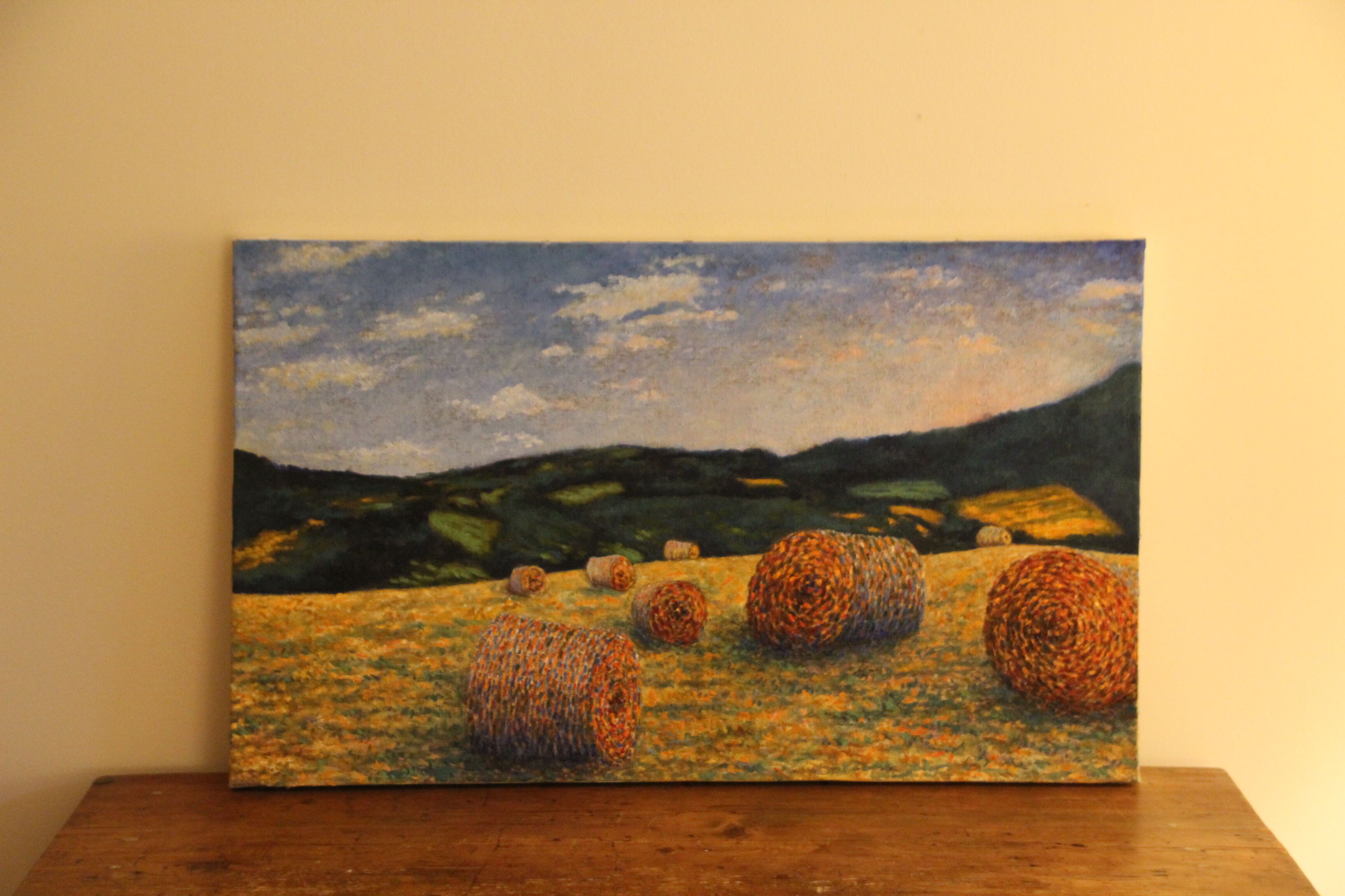 Table painting pointillism Impressionism Landscape Nature Oil on canvas Art Deco wall Fields