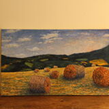 Table painting pointillism Impressionism Landscape Nature Oil on canvas Art Deco wall Fields