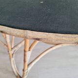 1960s tripod rattan dining table