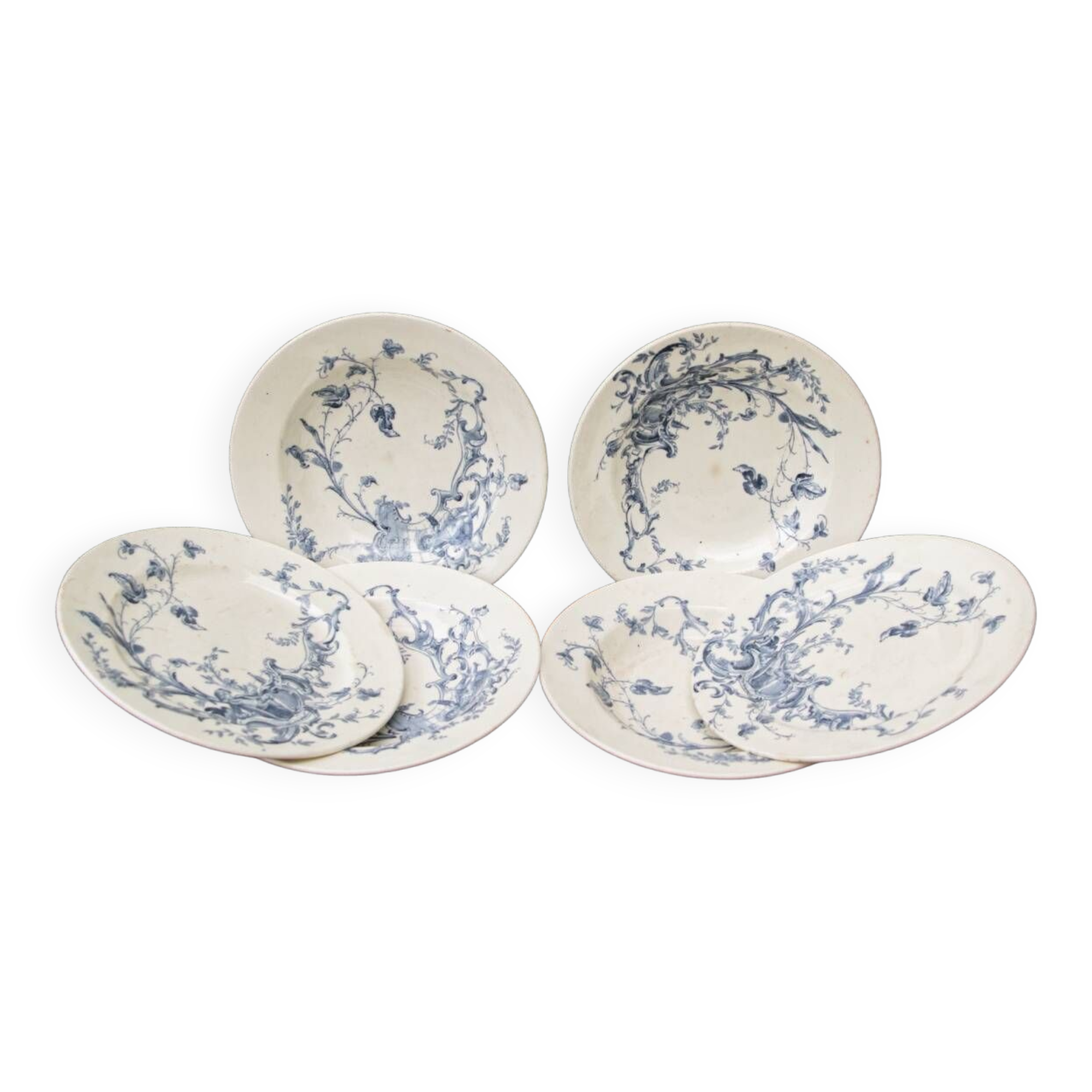 Set of 6 Jules Vieillard iron earth plates, St buveurs model