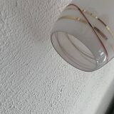 Suspension vintage 1960 opaline rouge et doré lustre - 16 x 11 cm