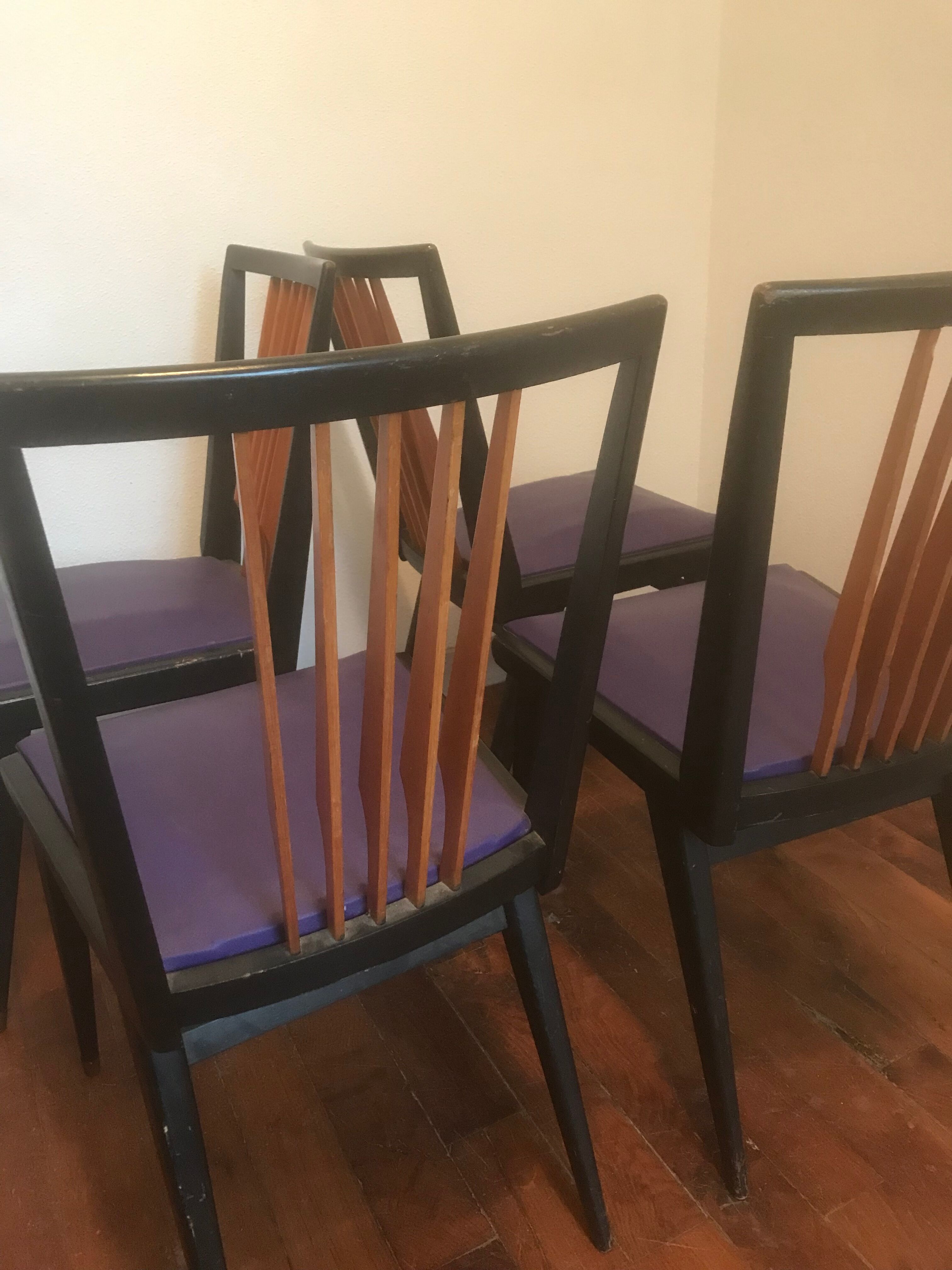 Series of 4 vintage 1960 chairs