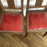 Set of 2 vintage red wooden chairs