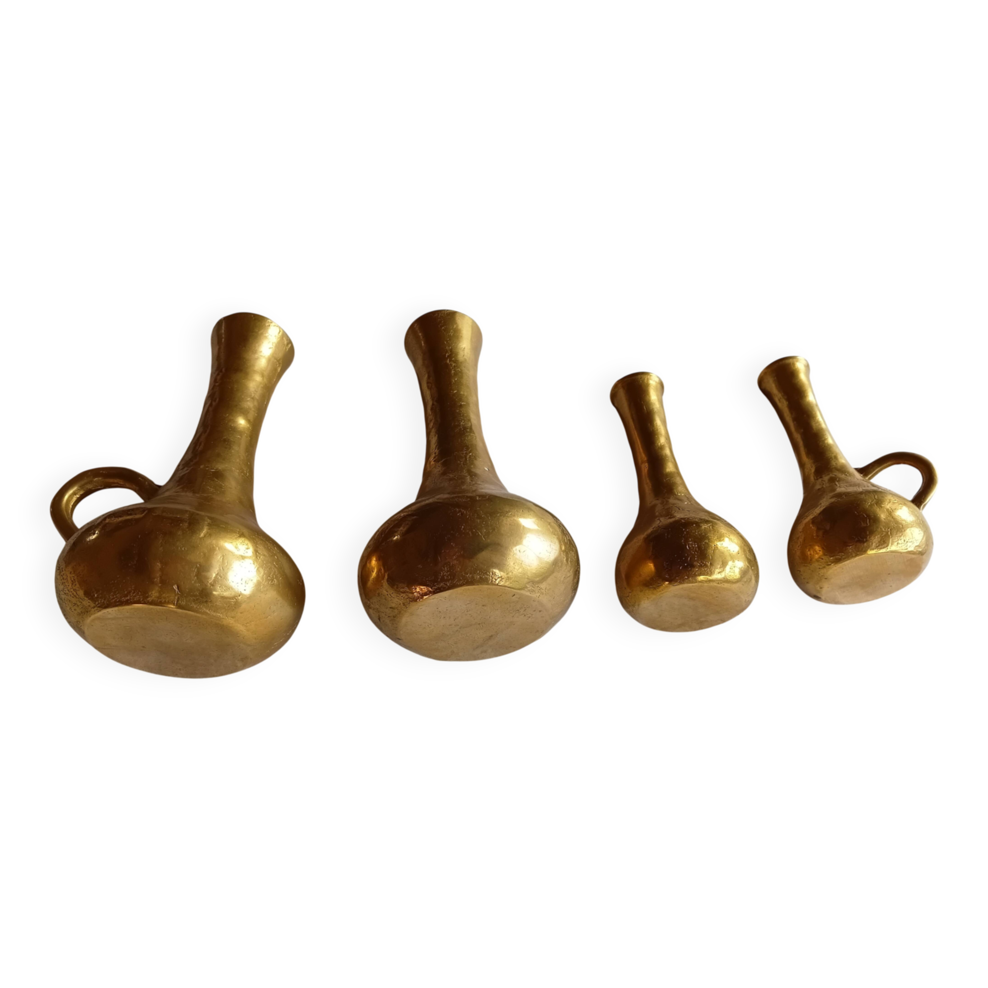 Mid-Century Italian Brutalist Cast Brass Solifleur Vases – Set of 4