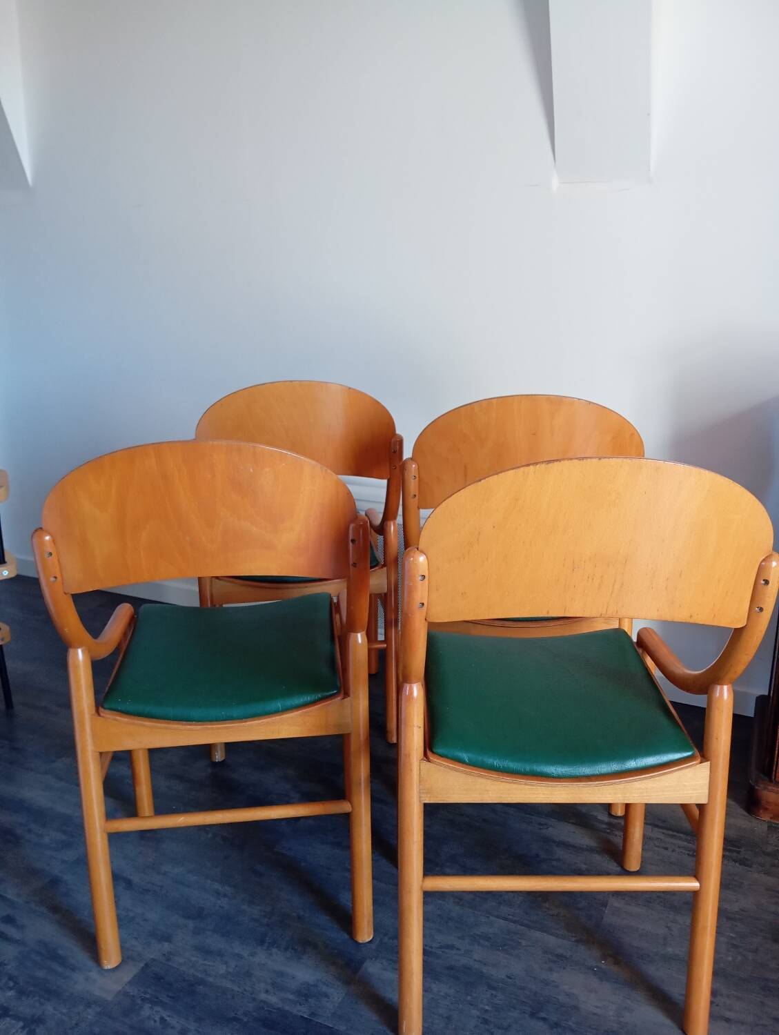 Baumann wood and leatherette chairs