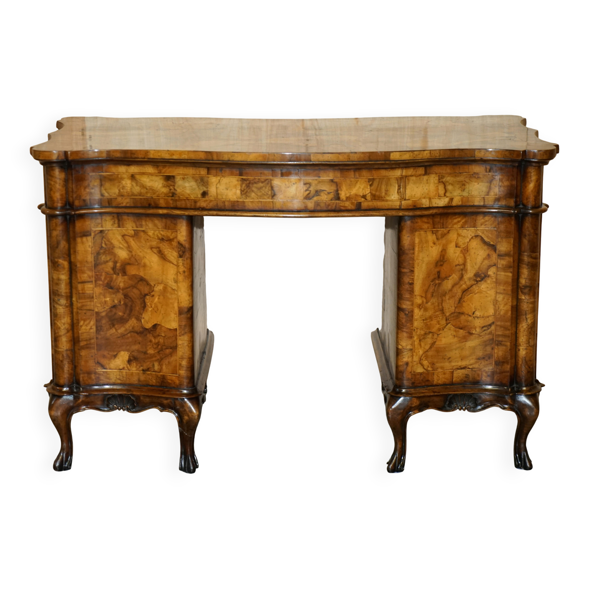 Antique Italian writing desk in olive wood circa 1860