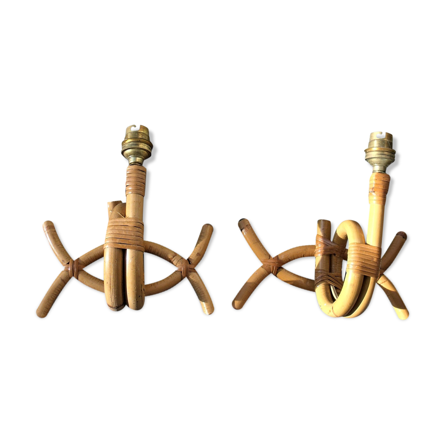 Pair of rattan wall lights