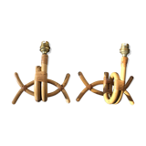 Pair of rattan wall lights