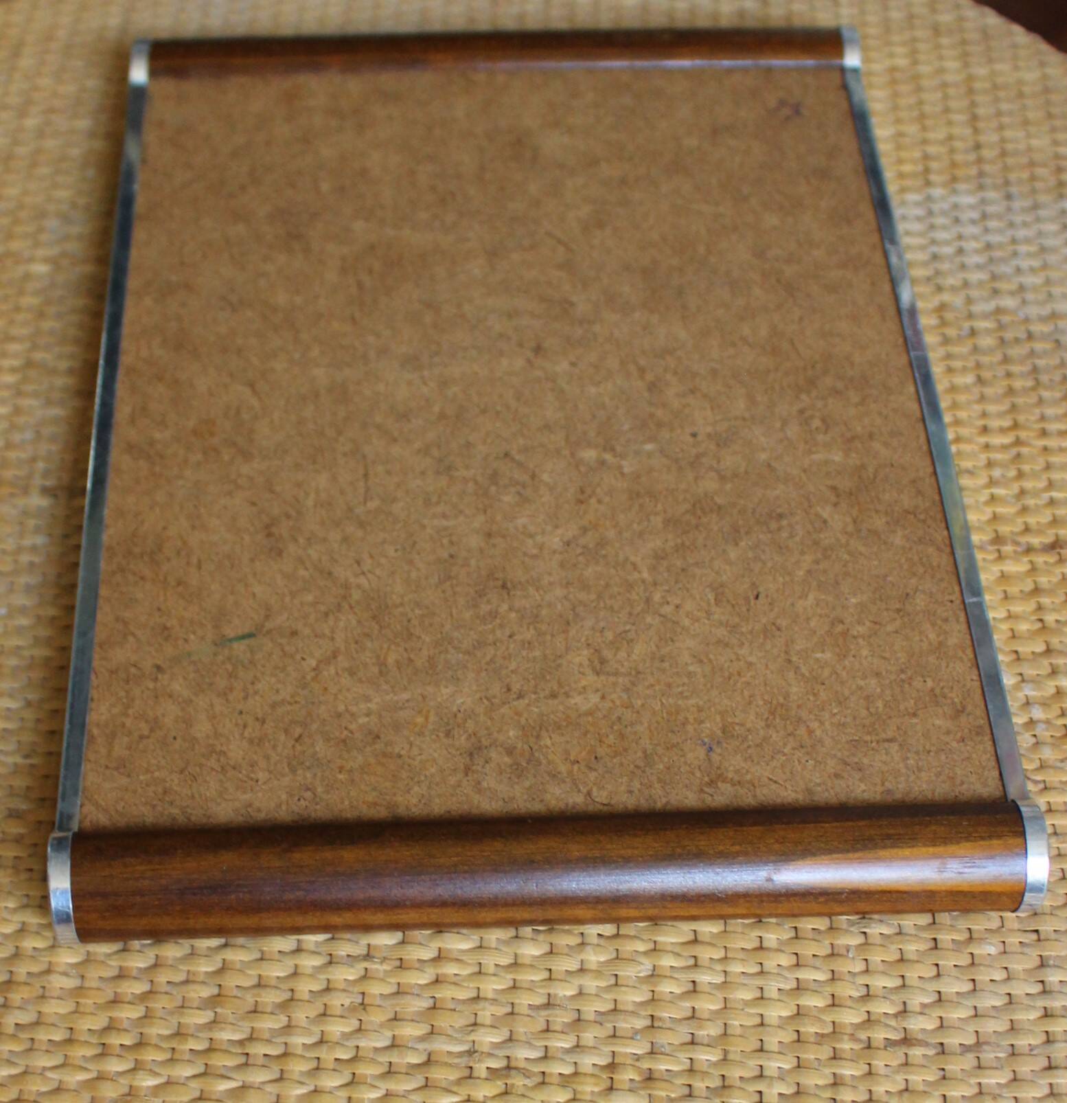 Rectangular wood metal mirror tray