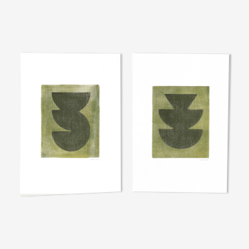 Duo of Paintings on paper • M371 and M377 • signed eawy