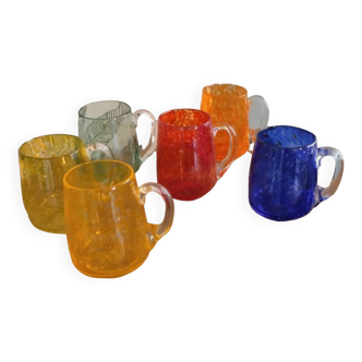 Bubble blown glass beer mugs