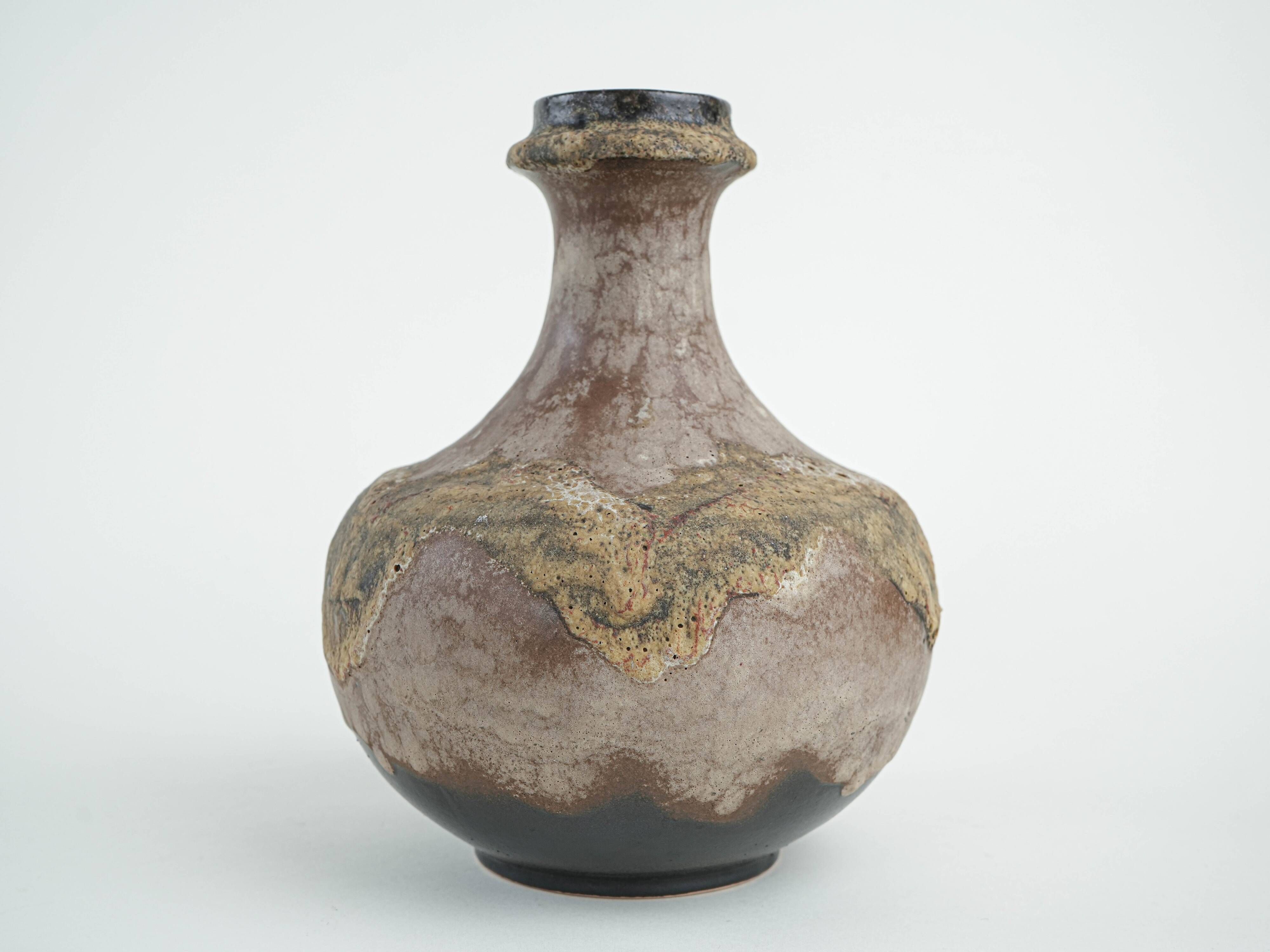 West German ceramic vase with fat lava glaze, 1970s