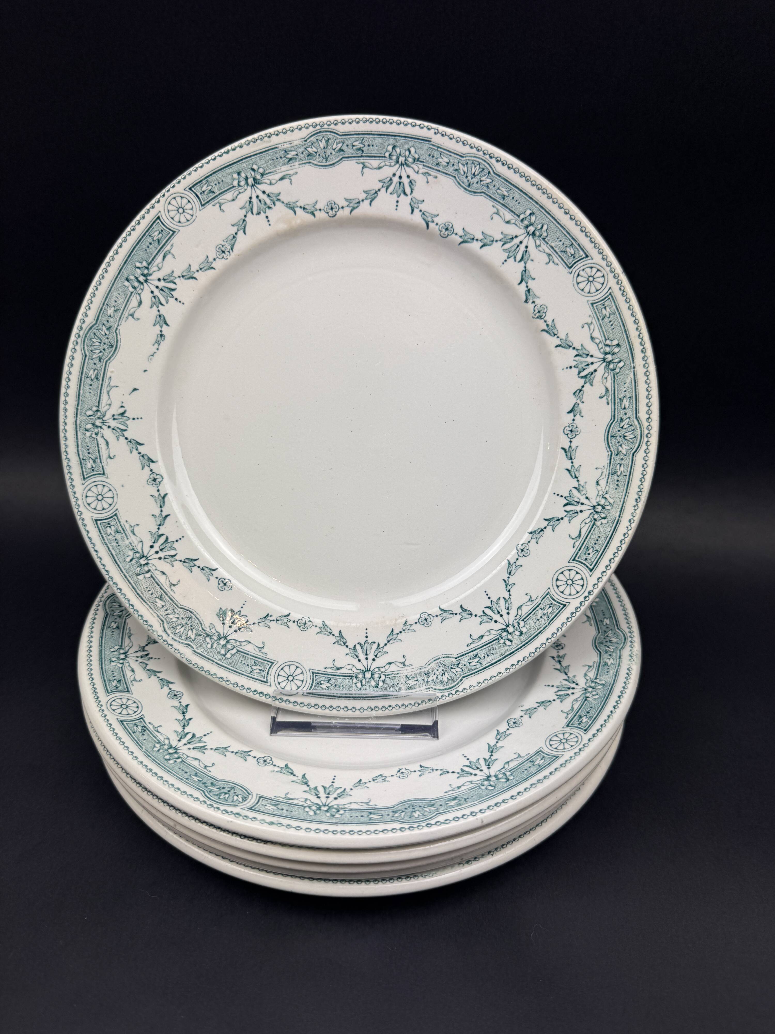 Set of 6 old earthenware plates Moulin des Loups & Hamage – Provence model – Terre de Fer