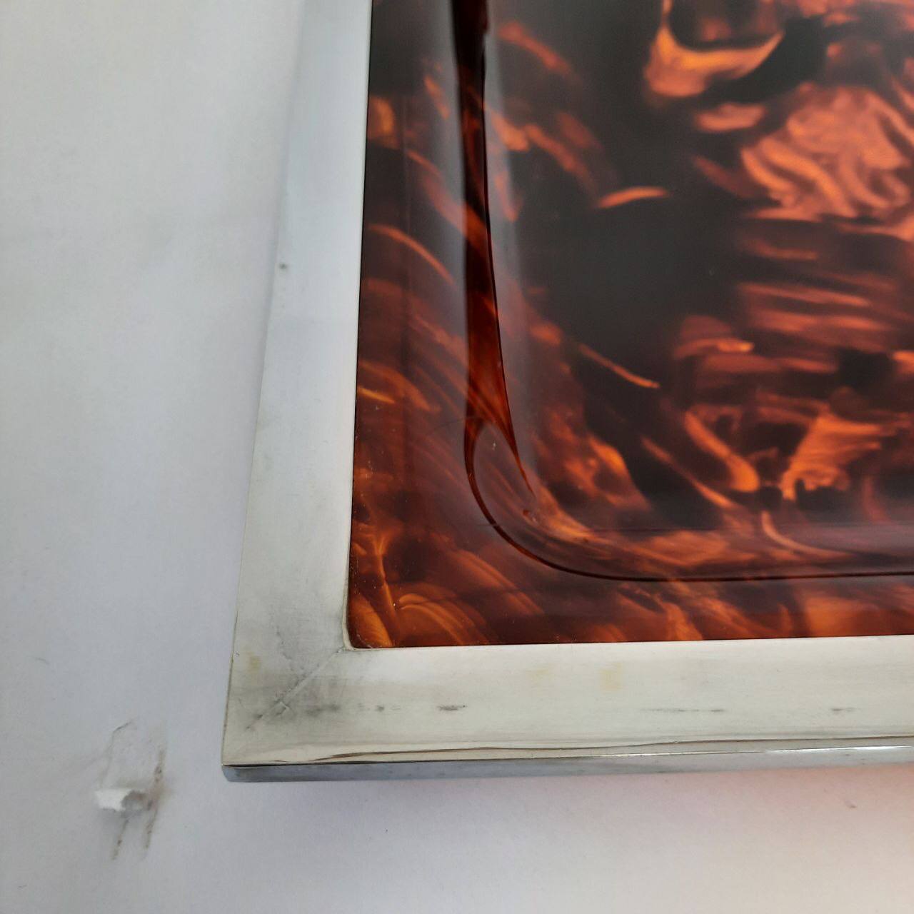 Pair of vintage trays in briar effect lucite