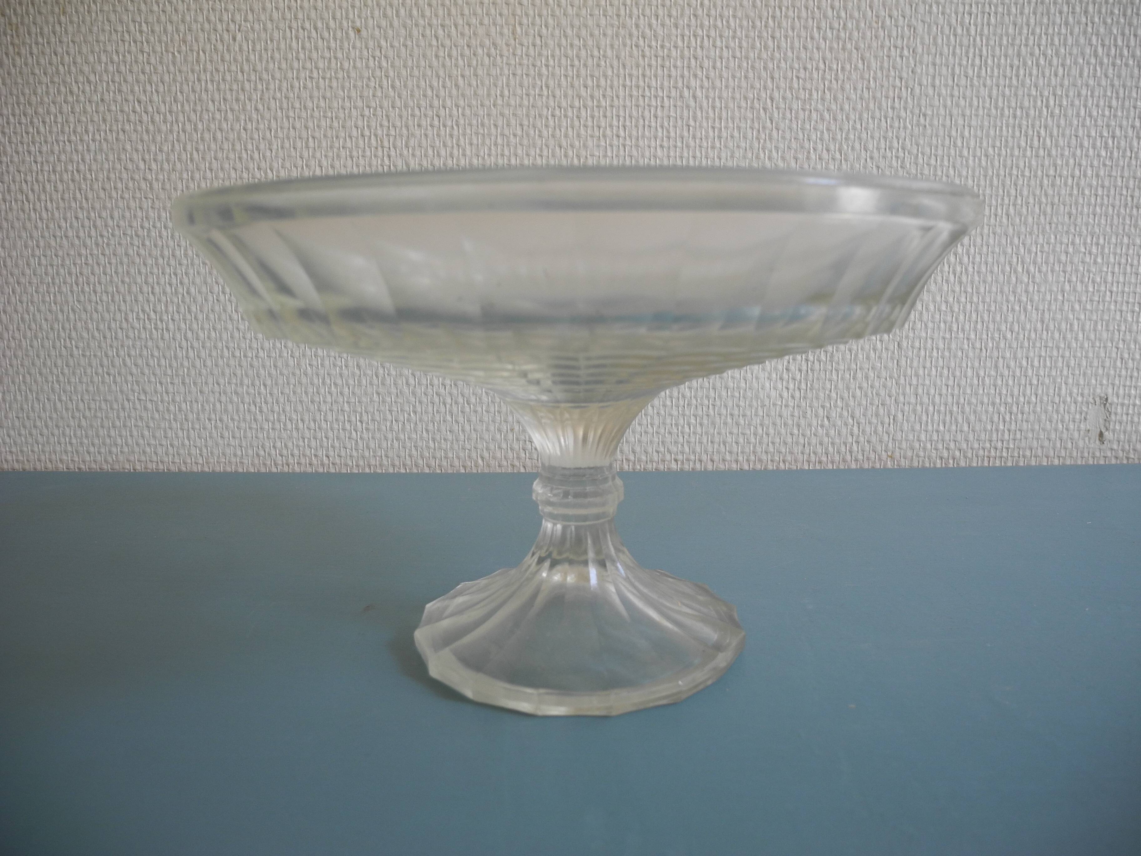 old glass bowl on foot pressed glass compote art deco old glass bowl dish