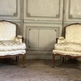 Pair of large Louis XV armchairs stamped Nicolas Quinibert Foliot, Paris, 18th century