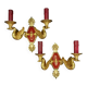Paire d'appliques aux cygnes style Empire de chez Petitot - bronze & patine bordeaux