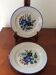 Set of 2 old painted terracotta plates enamelled