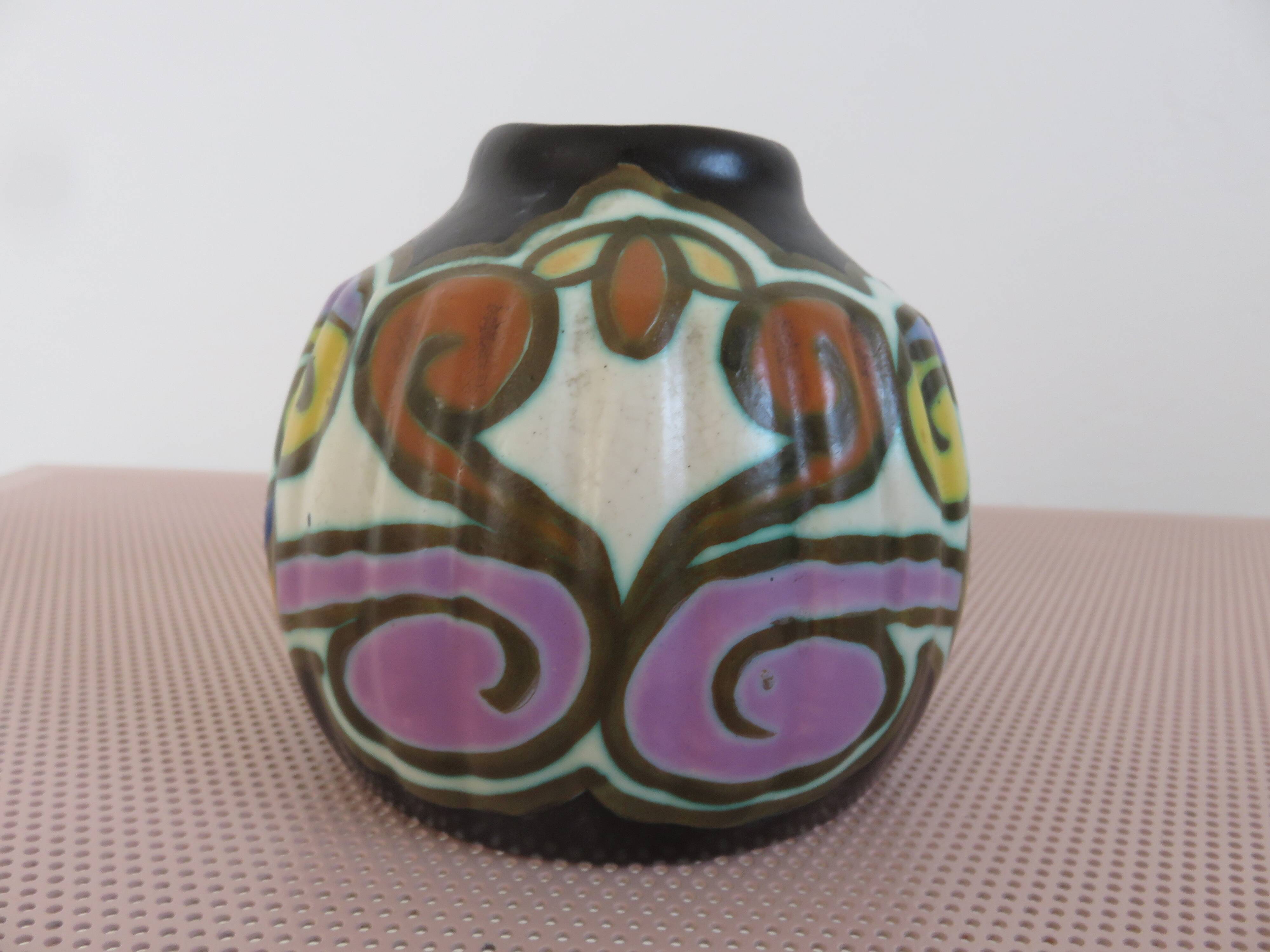 Art Deco ceramic vase from Montoise Bergen, 1920s-1930s.