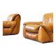 Ensemble de deux chaises longues en cuir cognac italien