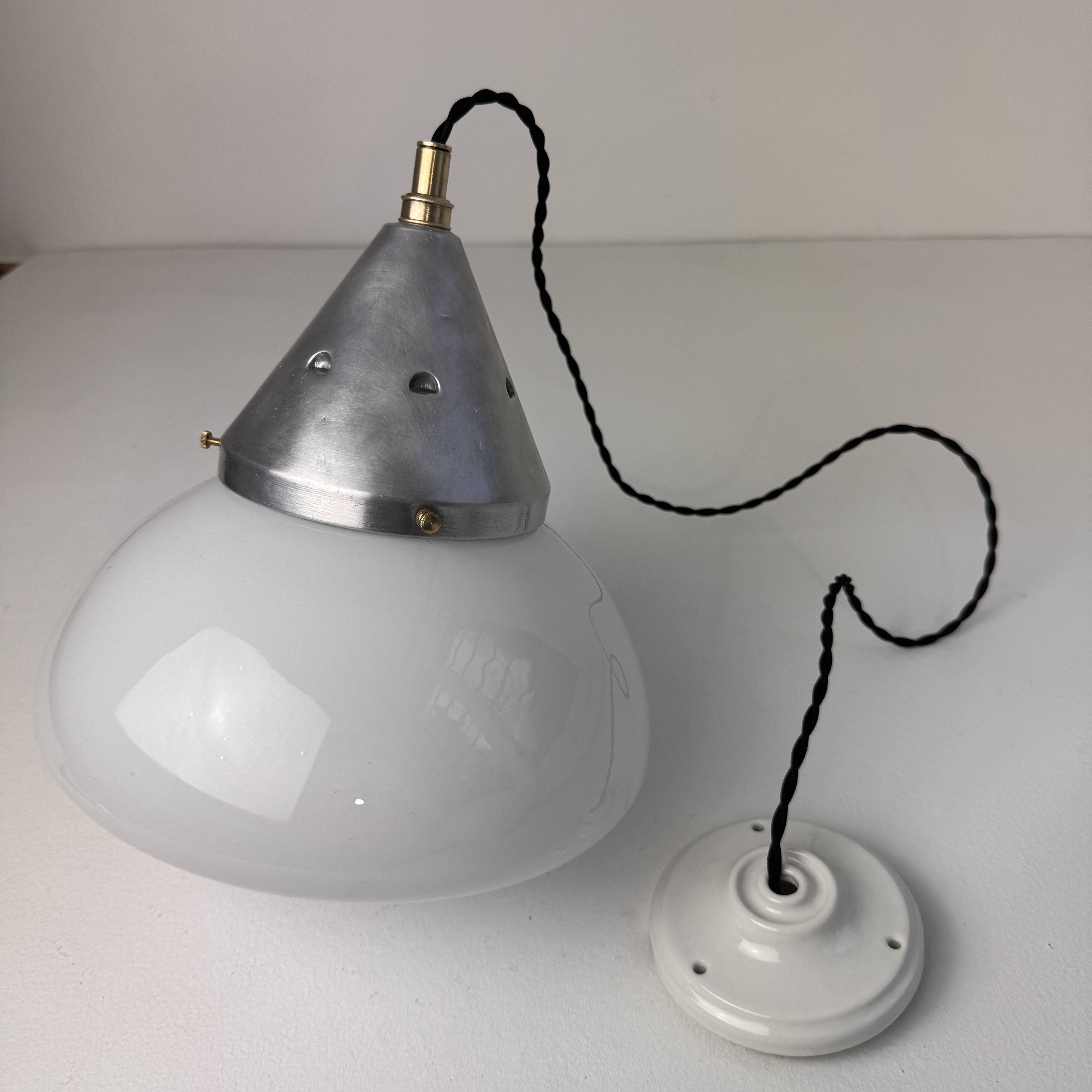 Vintage Art Deco opaline pendant light
