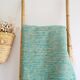 Handwoven green plaid with fine striped linen - fine fringes
