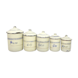 Five spice pots in enamel