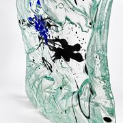 Grand centre de table en verre fusionné – pièce sculpturale abstraite
