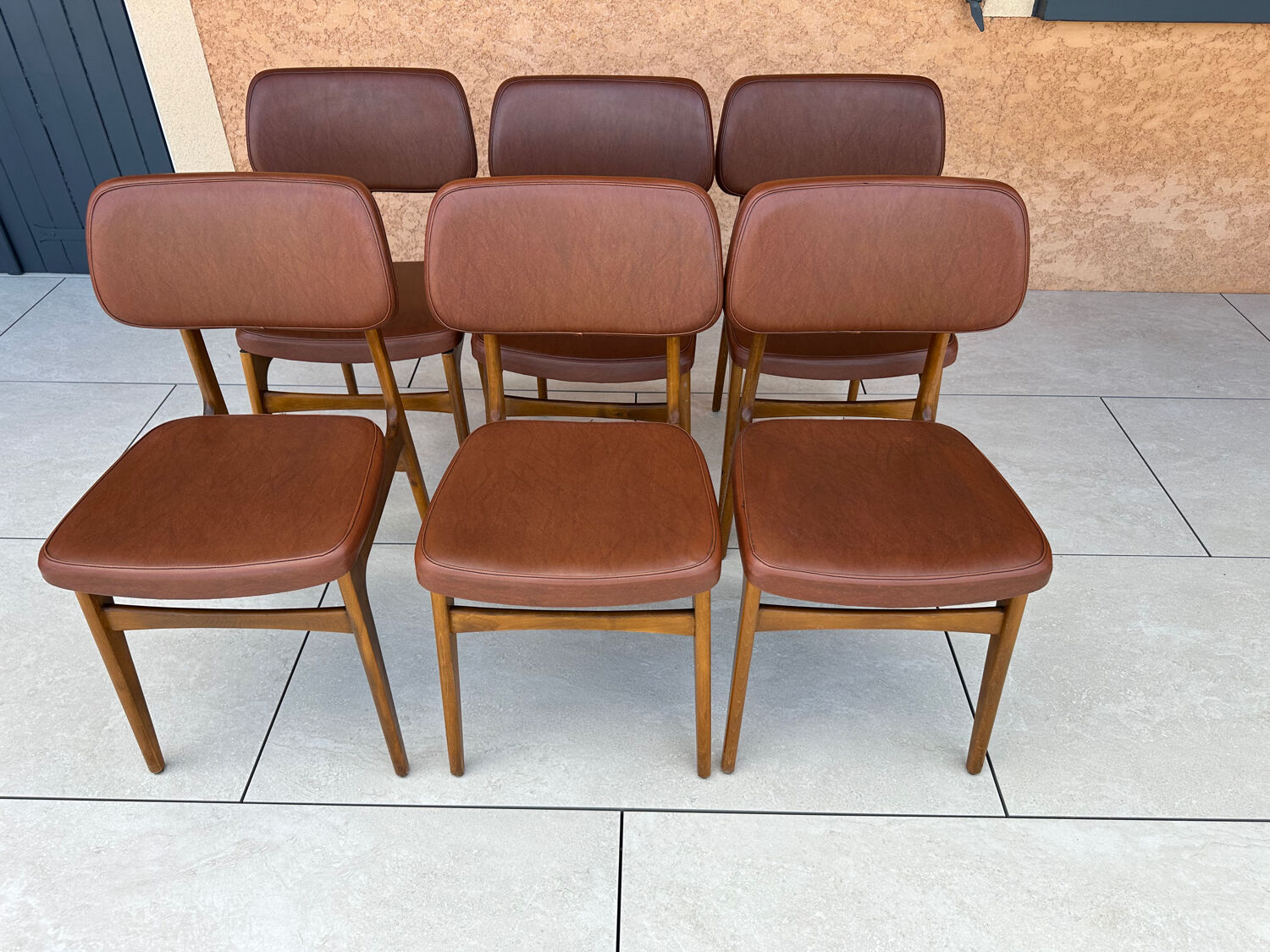 Set of 6 vintage Scandinavian dining chairs from the 1970s.